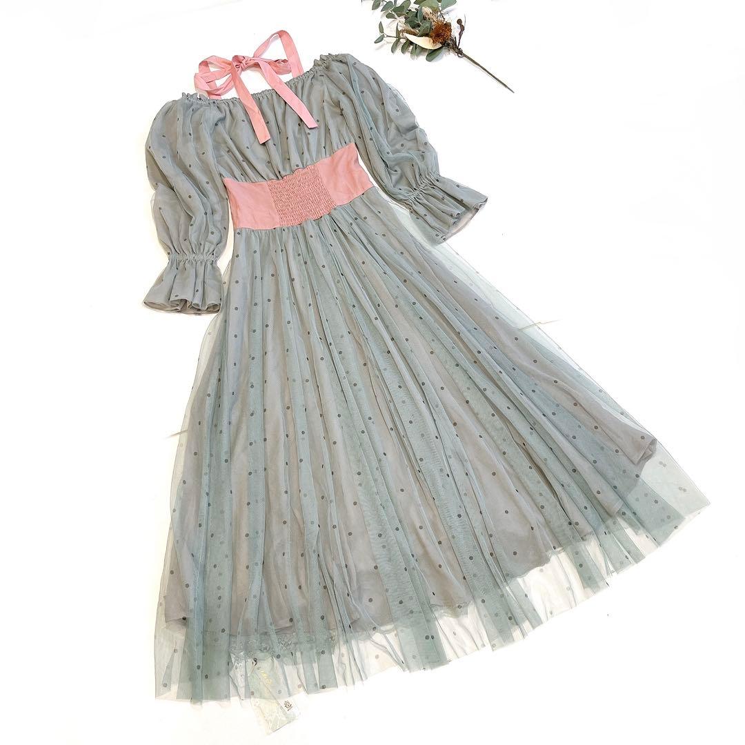 la belle Etude Margaret ドットロングチュールワンピース