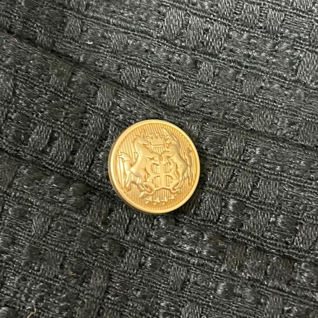 ガリャルダガランテ 洗える ツイード ショートベスト ジレ 金ボタン ブラック