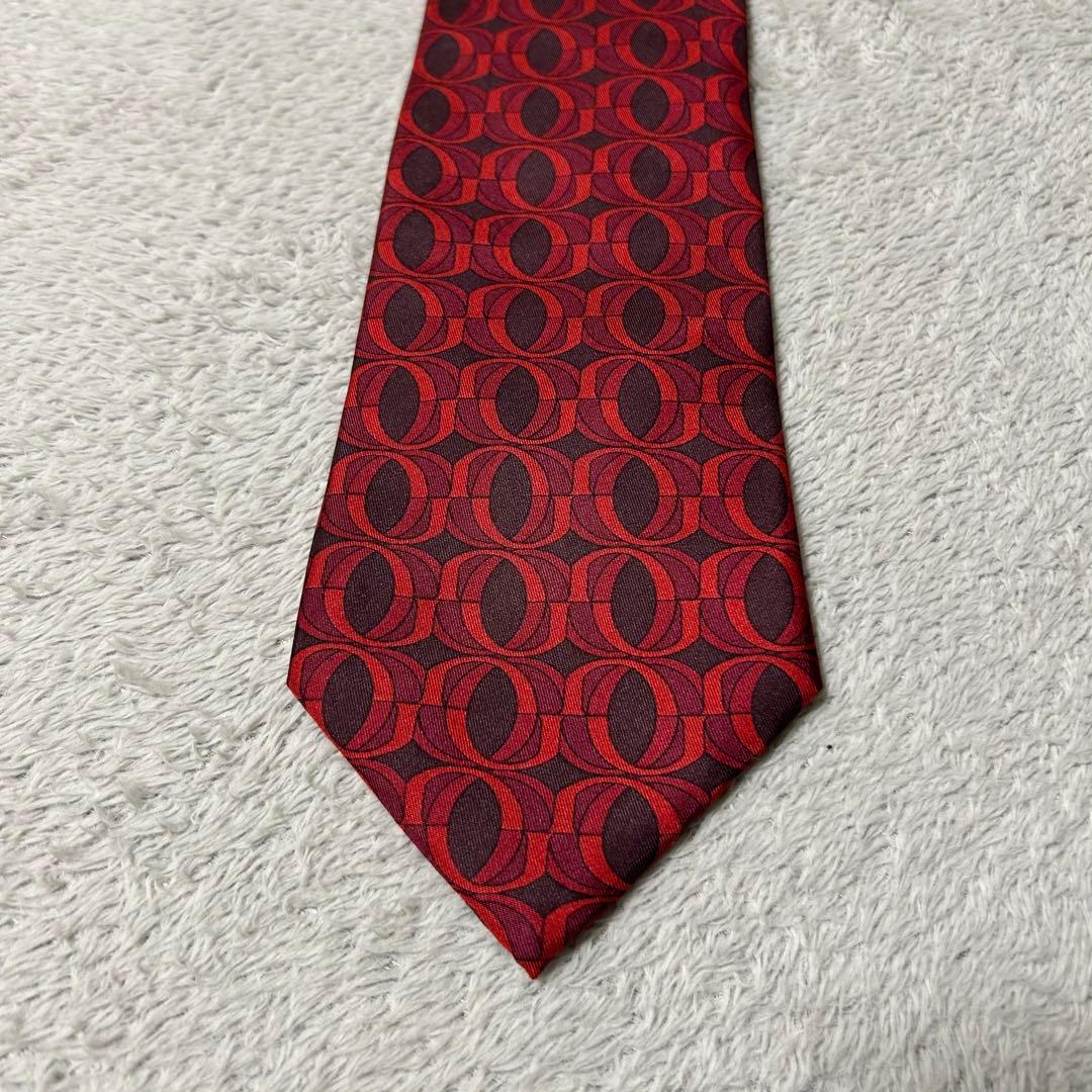 【タグ付き・美品✨】GUCCI グッチ ネクタイ レッド 総柄 シルク100%
