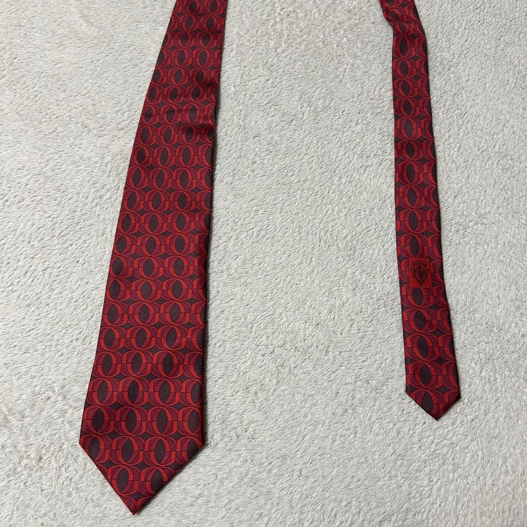 【タグ付き・美品✨】GUCCI グッチ ネクタイ レッド 総柄 シルク100%