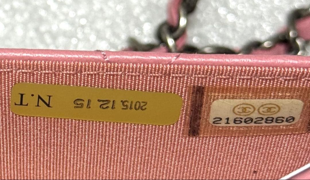 【美品】シャネル ボーイシャネル チェーンウォレット ピンク ラムスキン