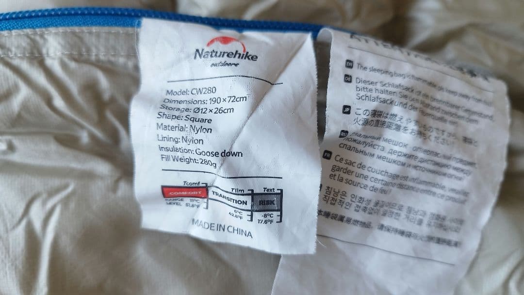 アウトドア寝具 Naturehike CW280 800FP