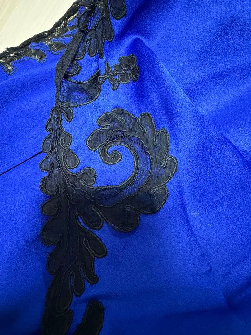 Versace ワンピース　ドレス　レース　サテン地　ブルー　青