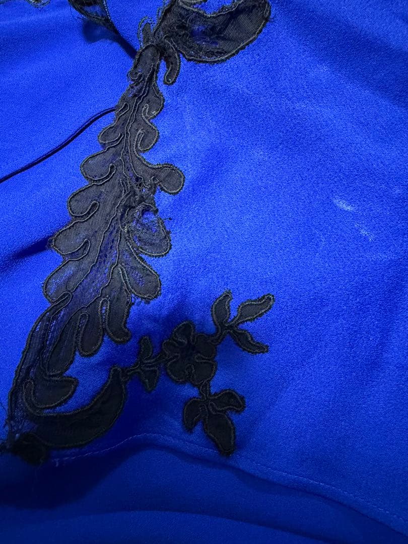 Versace ワンピース　ドレス　レース　サテン地　ブルー　青