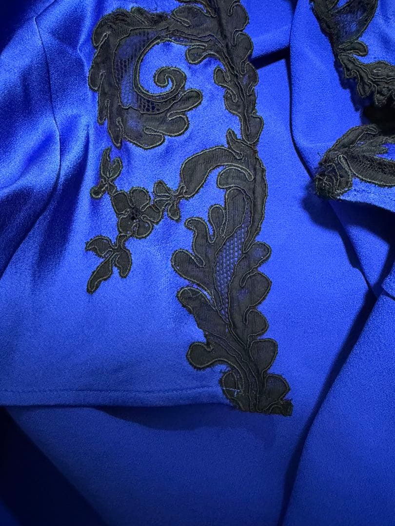 Versace ワンピース　ドレス　レース　サテン地　ブルー　青