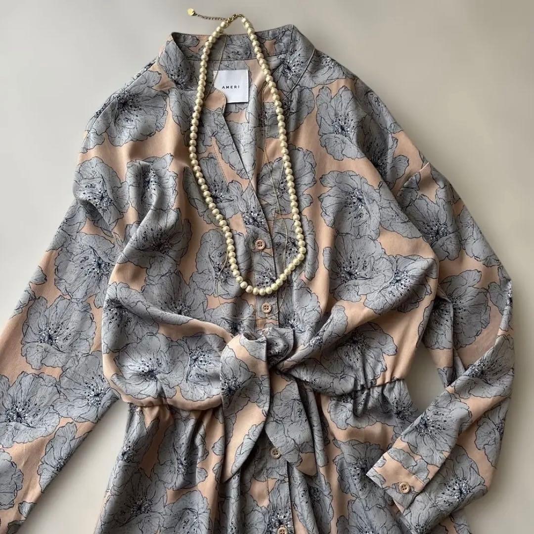 美品【完売品】AMERI VINTAGE TIE SHIRT DRESS 花柄