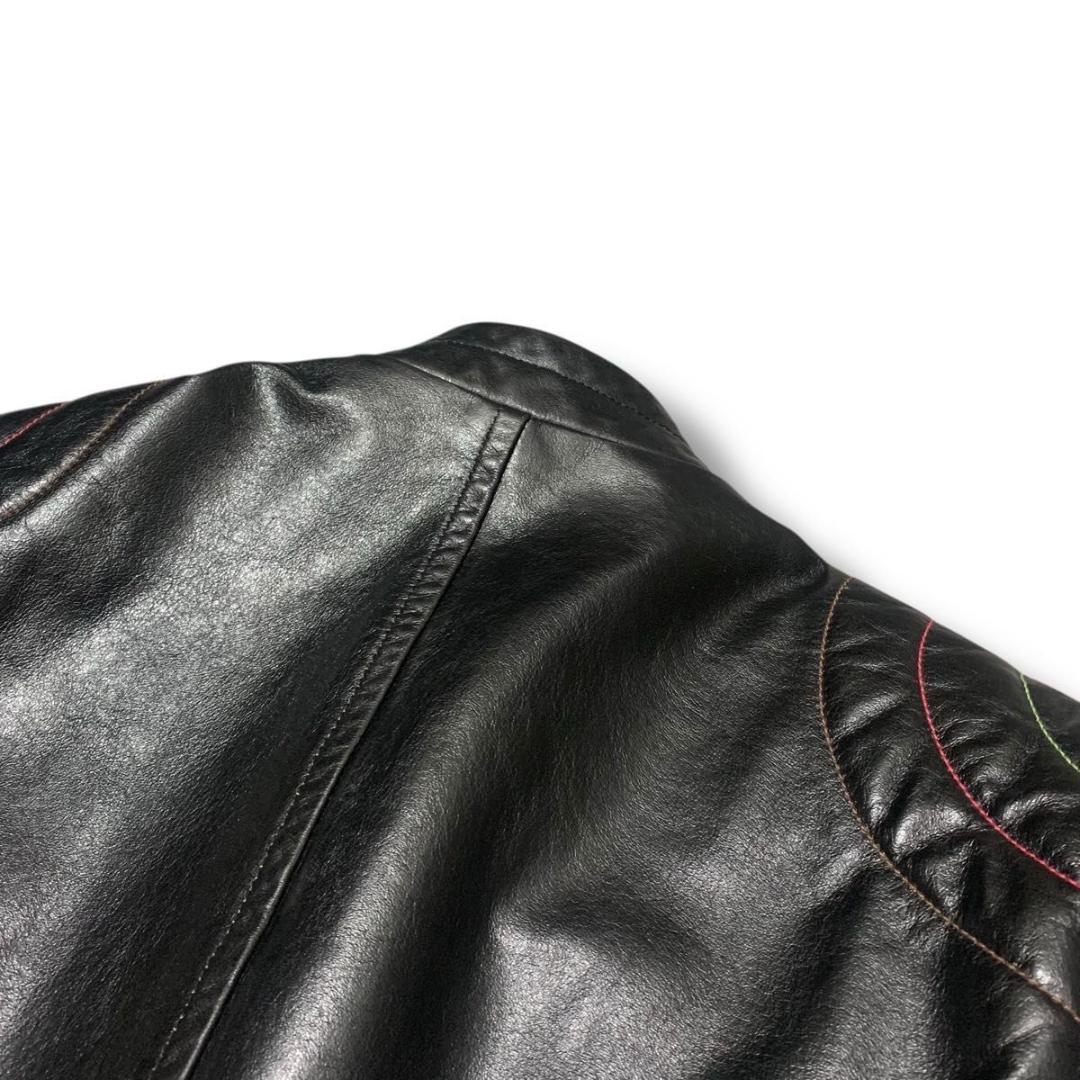 美品 Lサイズ ショットレザージャケット パデット ラダース ブラック☆