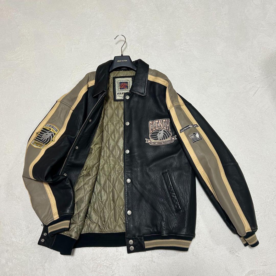希少　ヴィンテージ　ラムレザージャケット　ワッペンXL プロフェッショナルレザー