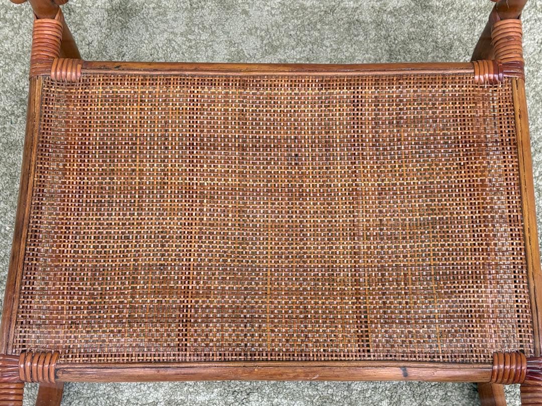 希少 昭和レトロ ラタン ガラステーブル 籐家具 センターテーブル ヴィンテージ