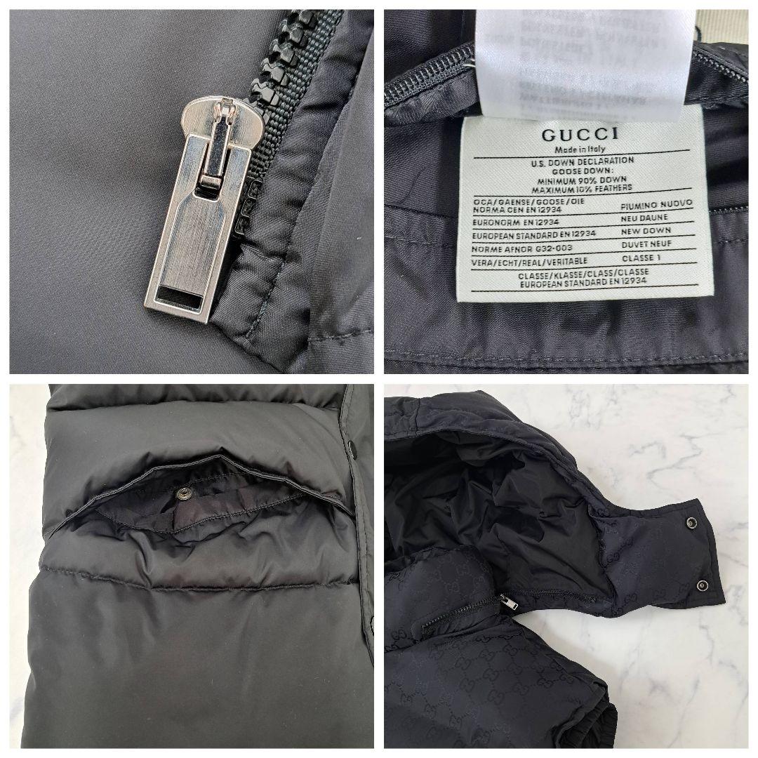 正規品 GUCCI グッチ ダウンベスト GG柄 メンズ フード ブラック