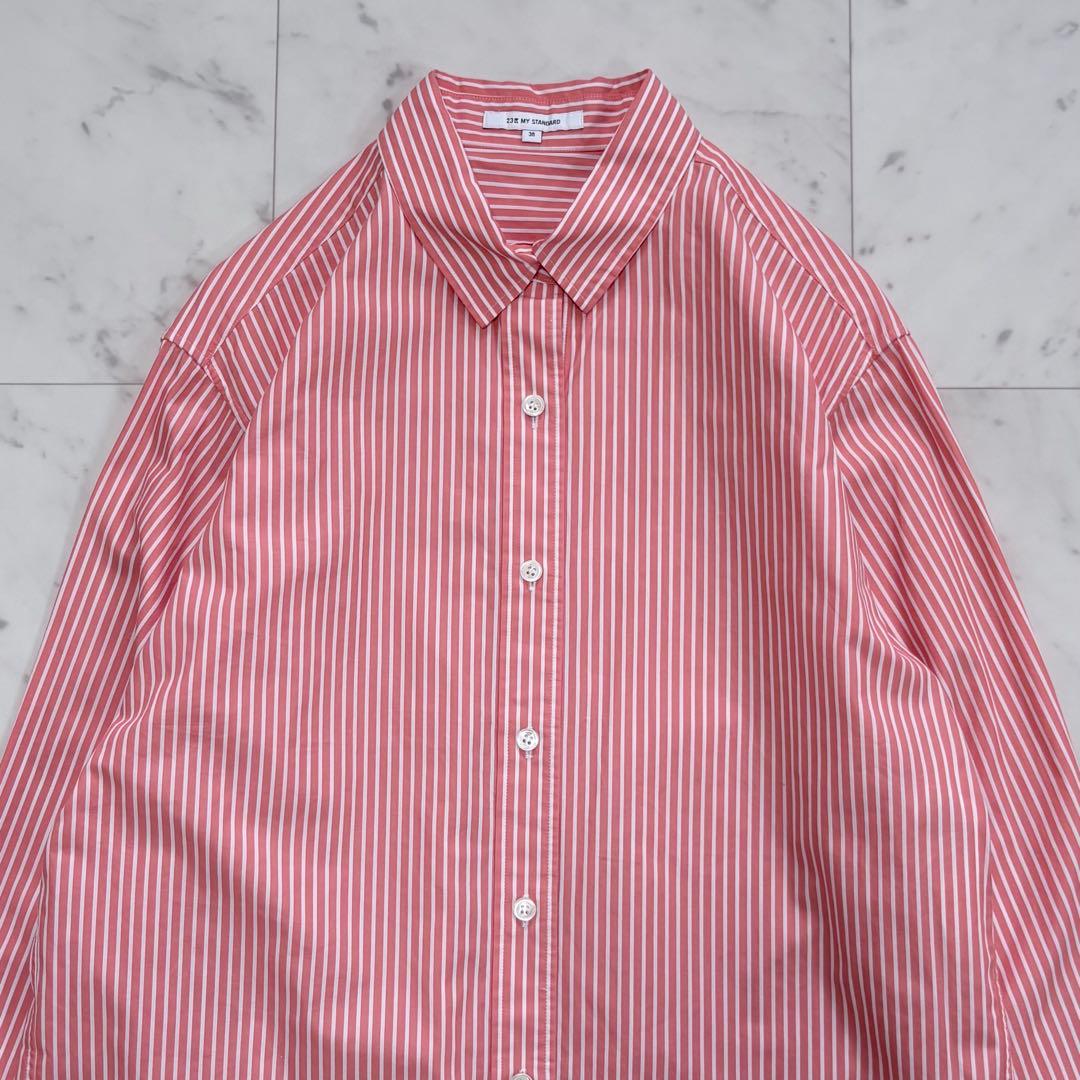 美品✨23区　CANCLINI ベーシック シャツ　オレンジ　ストライプ　38