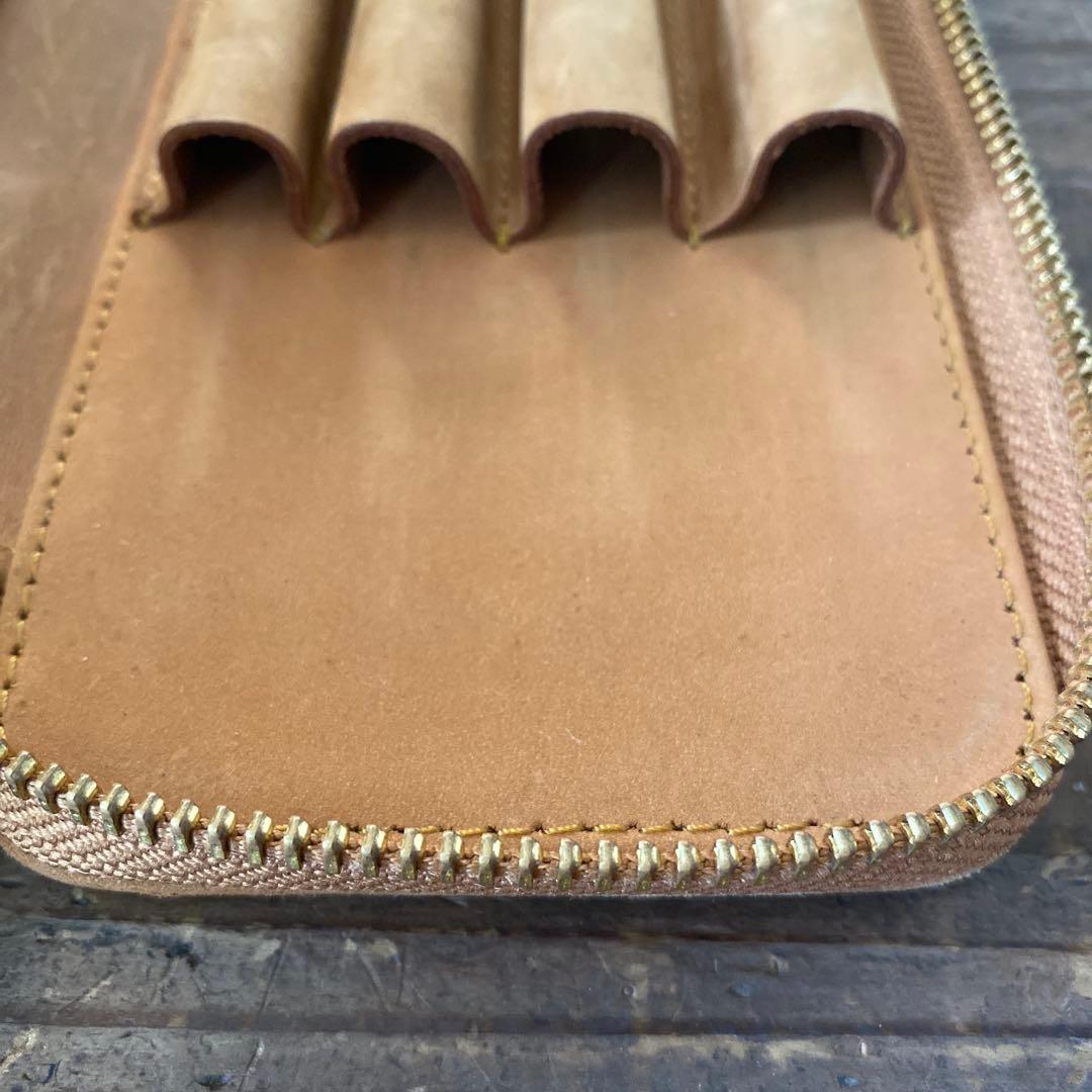 Bahagia&Craft レザー筆箱　ラウンドジップペンケース