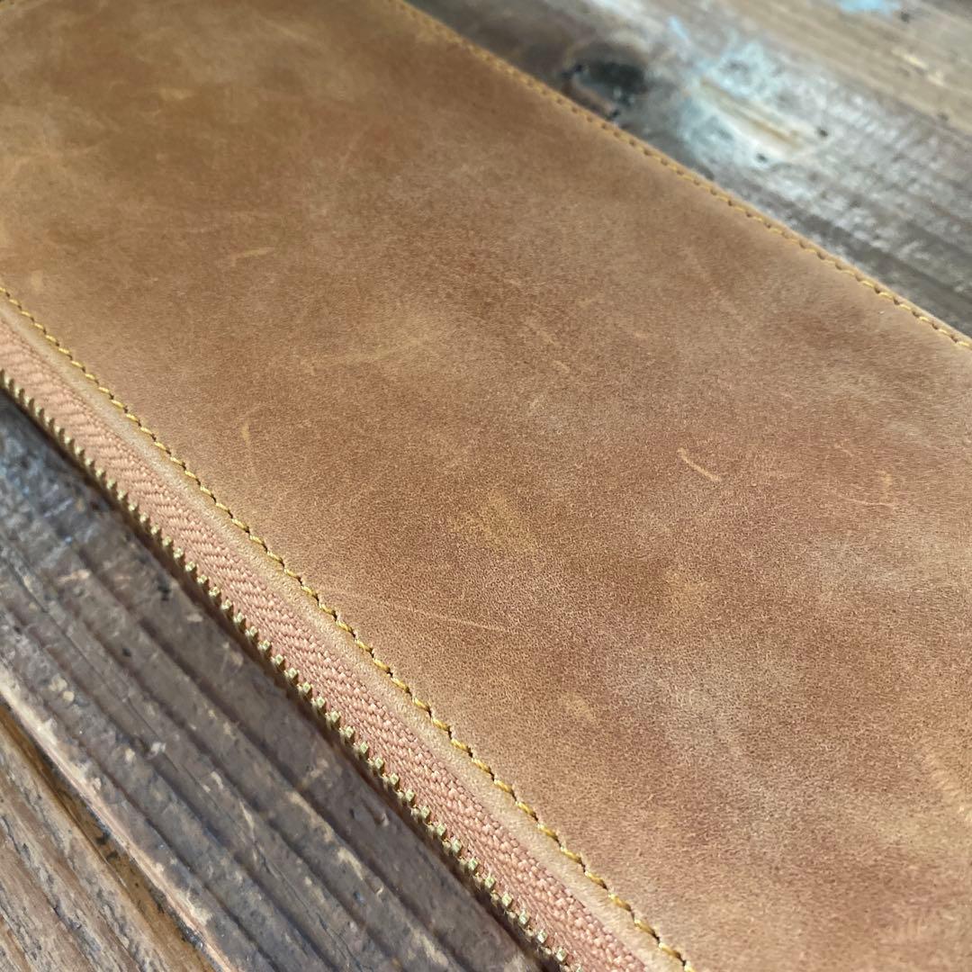 Bahagia&Craft レザー筆箱　ラウンドジップペンケース
