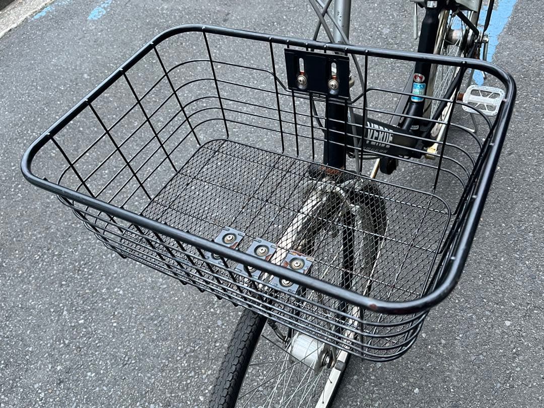 中古美品LEDオートライト内装3段自転車★大型カゴ★27インチ★黒※配達地域限定