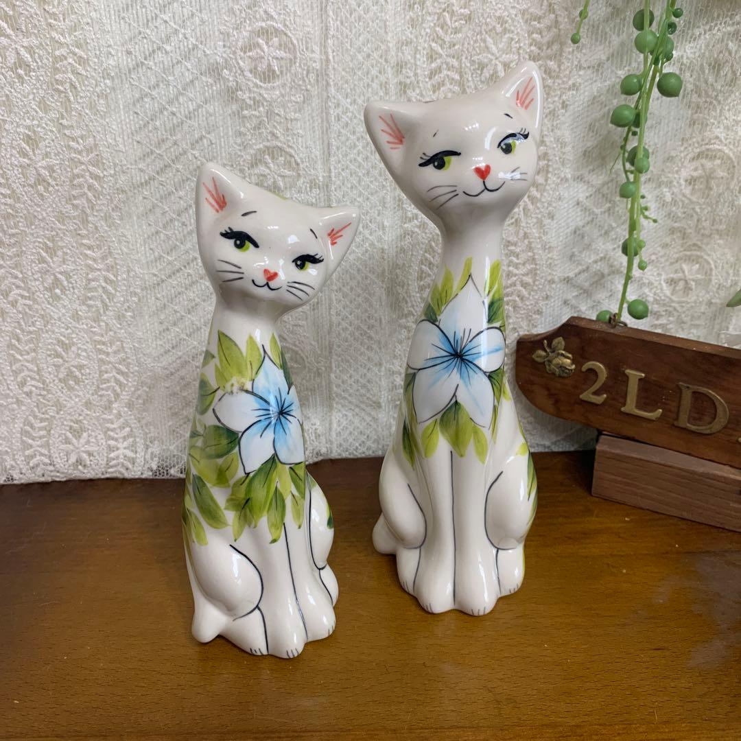 ☆ツェラミカ☆ハンドメイド☆陶器☆猫大サイズ☆2体セット