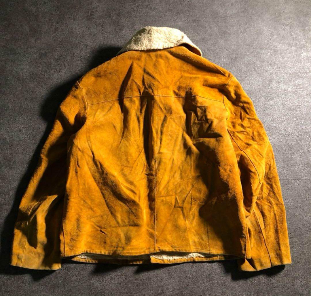 ショートホーン風　T-BACK 本革スエード　裏ボアジャケット　古着 used