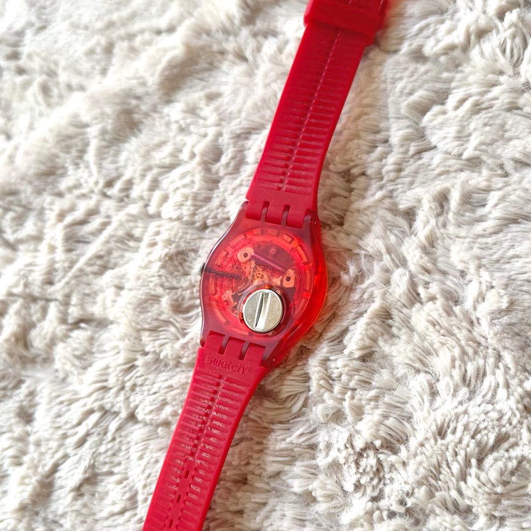 swatch 腕時計 2点セット　シリコン　スケルトン　クリア　赤　白