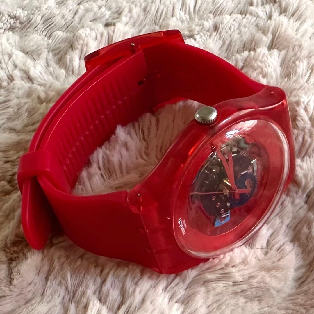 swatch 腕時計 2点セット　シリコン　スケルトン　クリア　赤　白