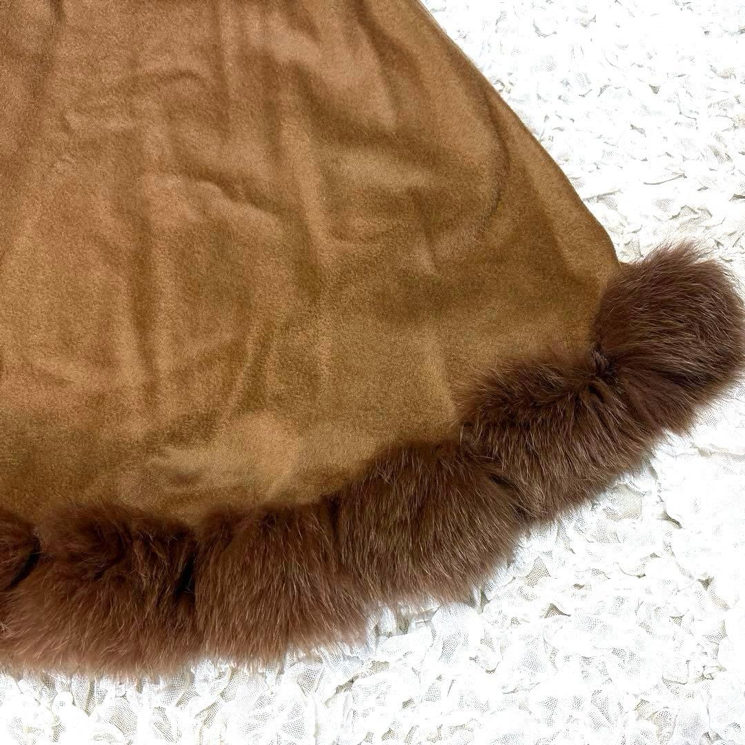 新品 マッサバルド カシミヤ100% ブルーフォックス ラビット ポンチョケープ