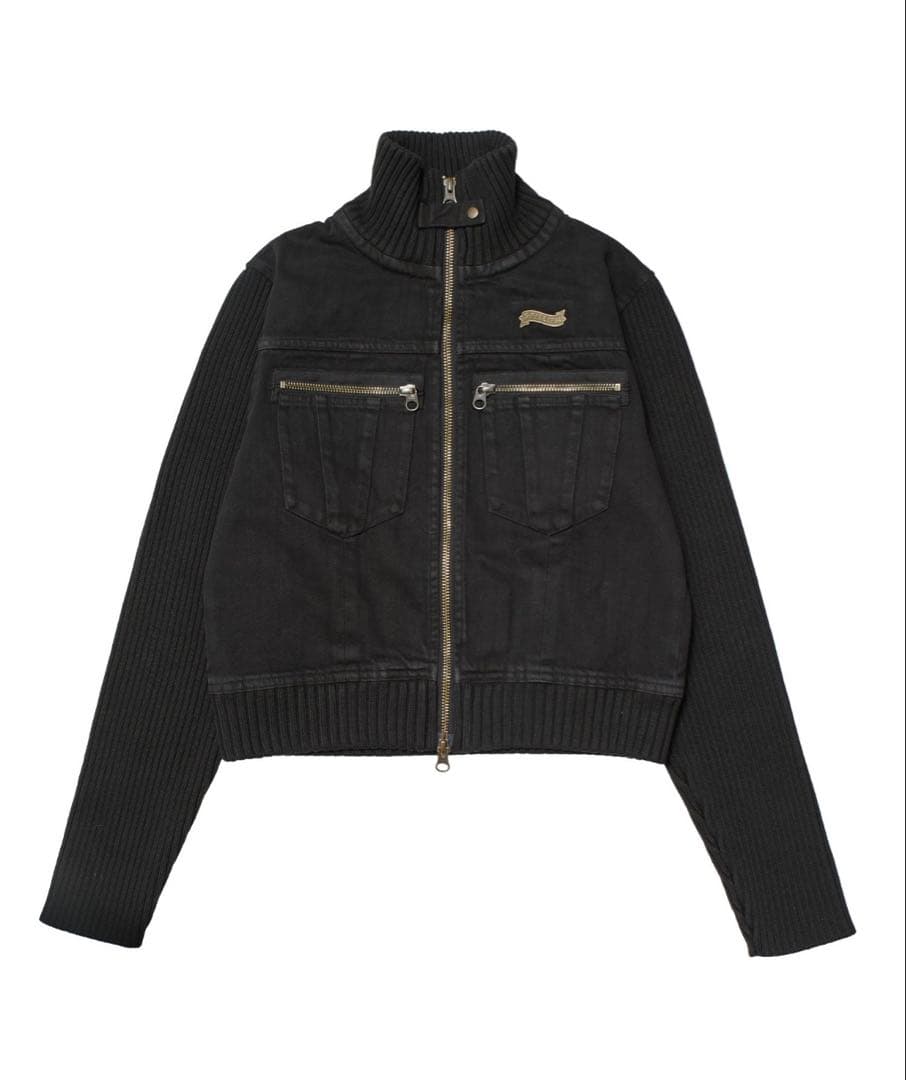 X-girl FADED RIBBED SLEEVE JACKET 黒