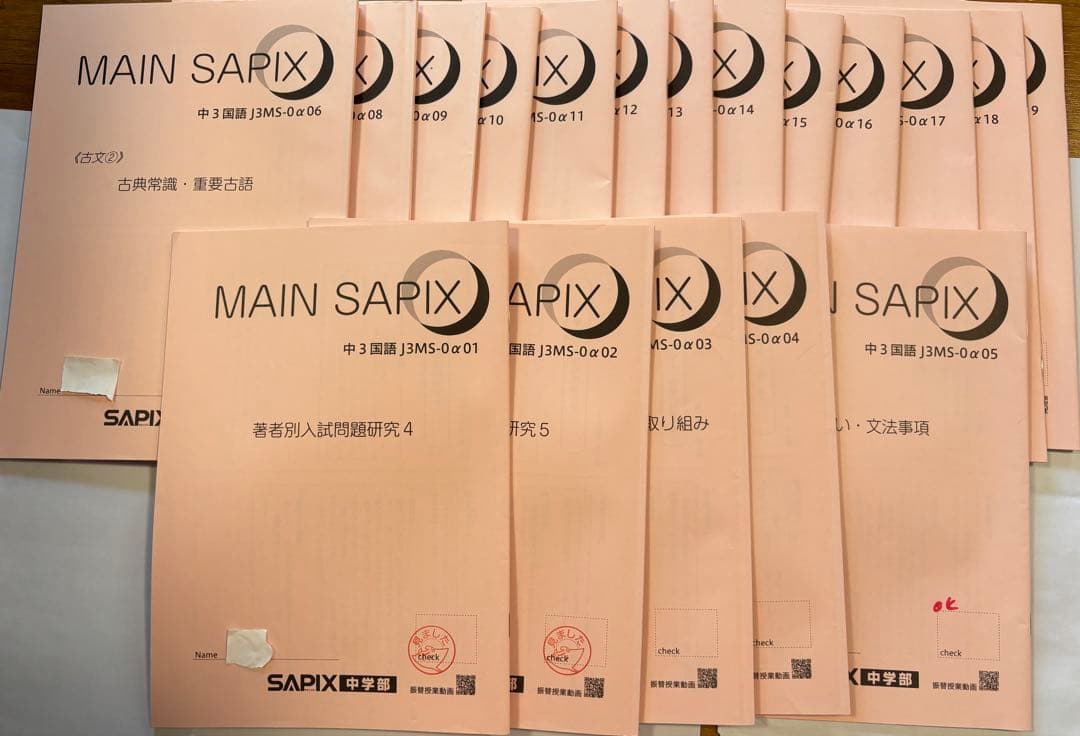 SAPIX中学部中3 国語 夏期講習 春期講習 漢字マスター 古文問題集計50冊