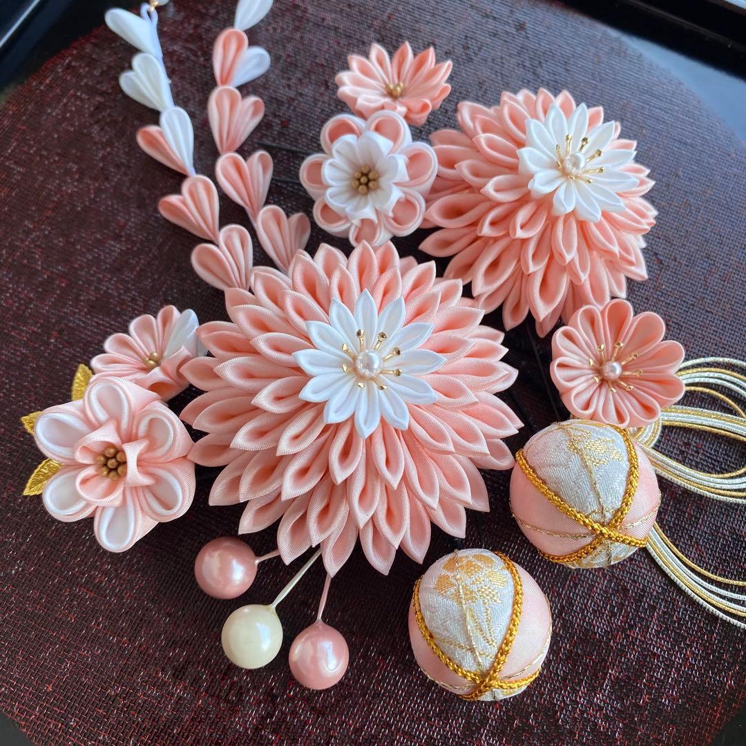 正絹つまみ細工髪飾り #Pok52 七五三 成人式 袴 着物 結婚式