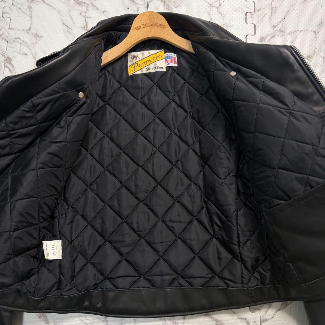革の張り◎極美品✨schott ダブルライダース ワンスター 牛タグ 40 黒