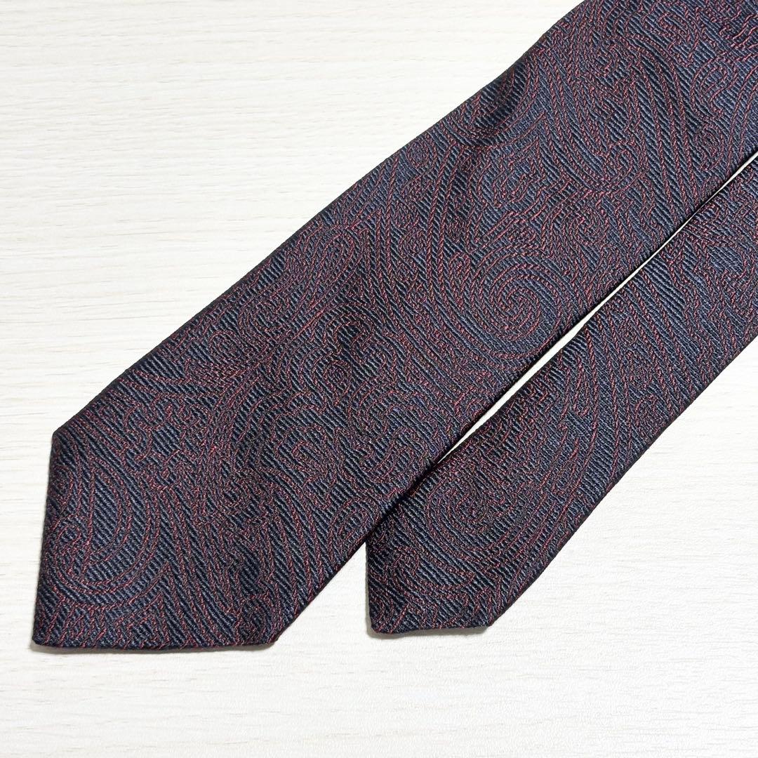ETRO エトロ ペイズリー柄 ジャガード織り ネイビー ネクタイ 美品