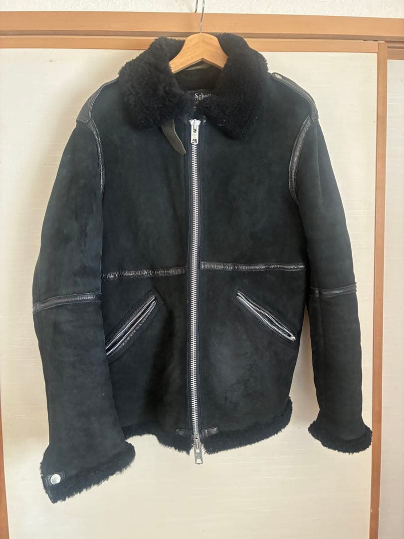 Schott ブラック ムートンジャケット L