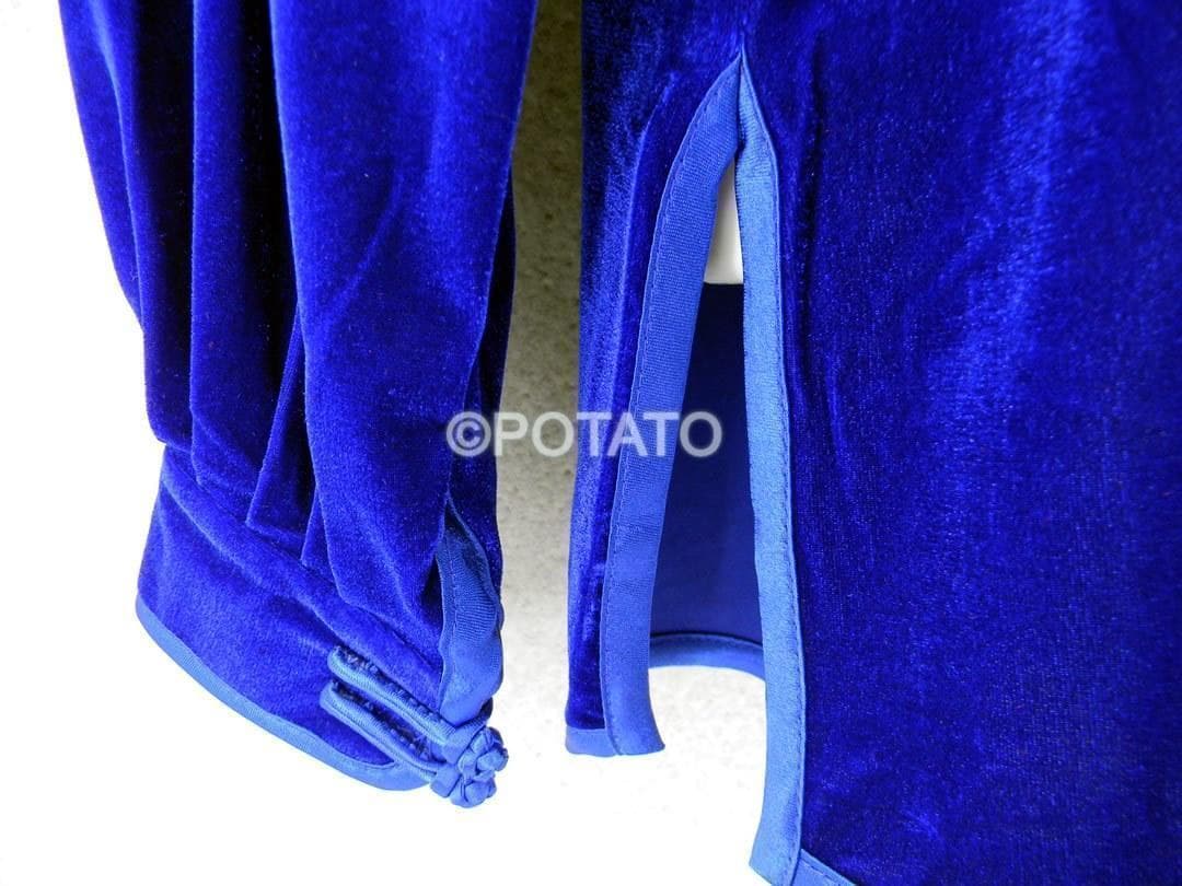 太極拳 ベロア調 太極服 上下 Lサイズ 男女両用 宝石蓝【新品】