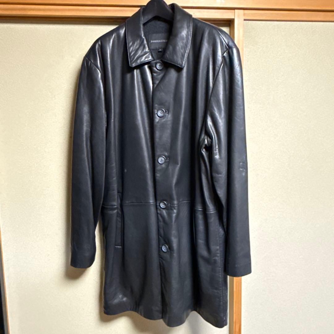 JOHNSTON & MURPHY ブラックレザーコート M