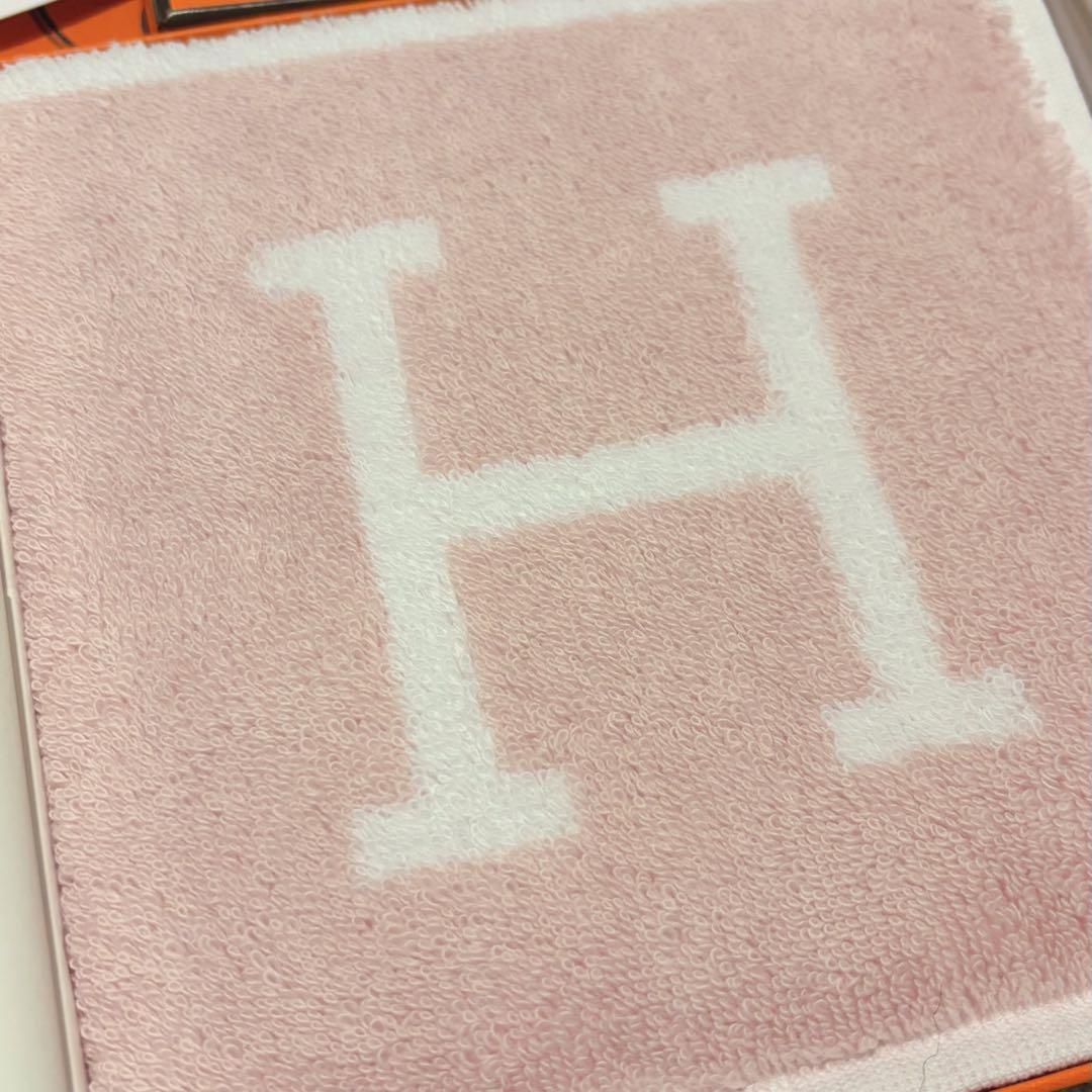 お時間限定値下げ【未使用】エルメス HERMES ハンドタオル ハンカチ ピンク