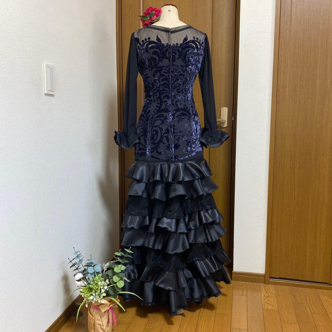 フラメンコ衣装　ハンドメイド　ブラックワンピース