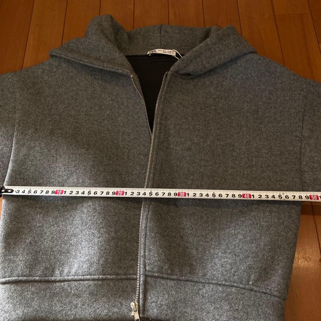 【新品タグ付き】ZARA グレーソフト スクーバファブリックエフェクト パーカー