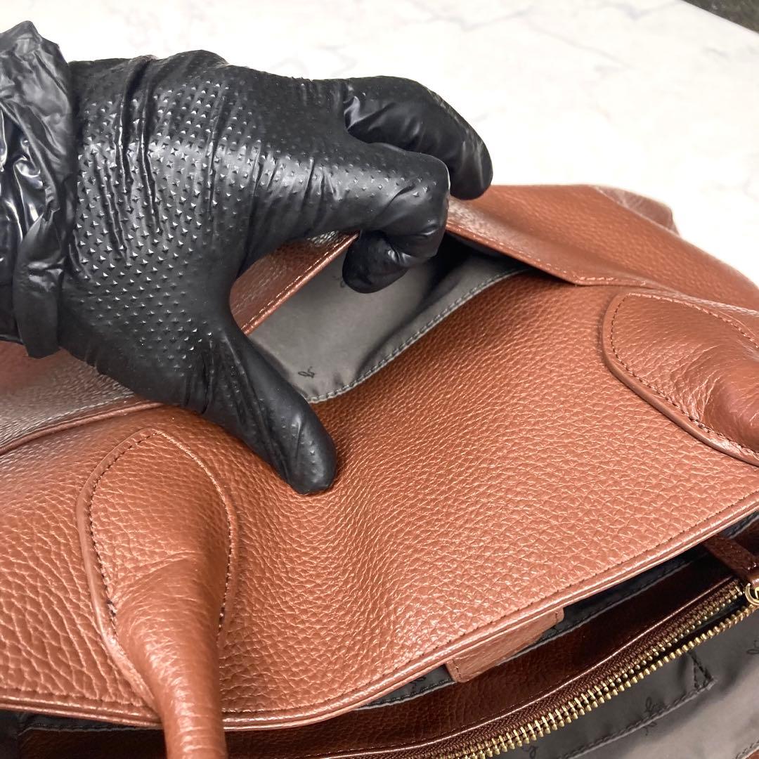 美品 アニエスベー トートバッグ A4 肩掛け 牛革 ビジネス メンズ ブラウン