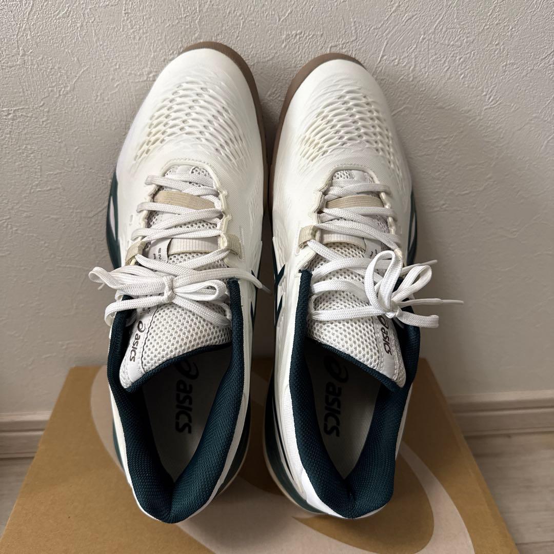ASICS テニスシューズ ホワイト/グリーン28