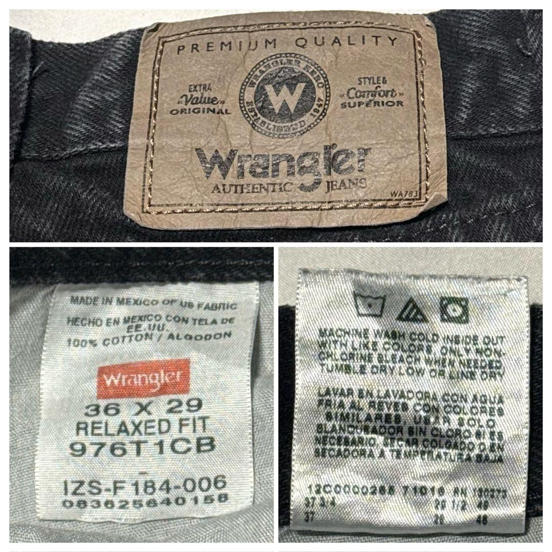 90sWranglerラングラーブラックデニム極太バギーパンツ黒メキシコ製W36