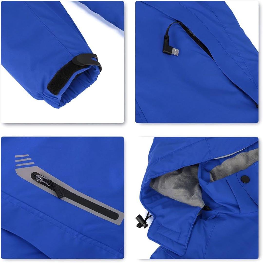 電熱ジャケット 加熱ジャケット カップル加熱服 USB給電 電熱ウェア 3XL