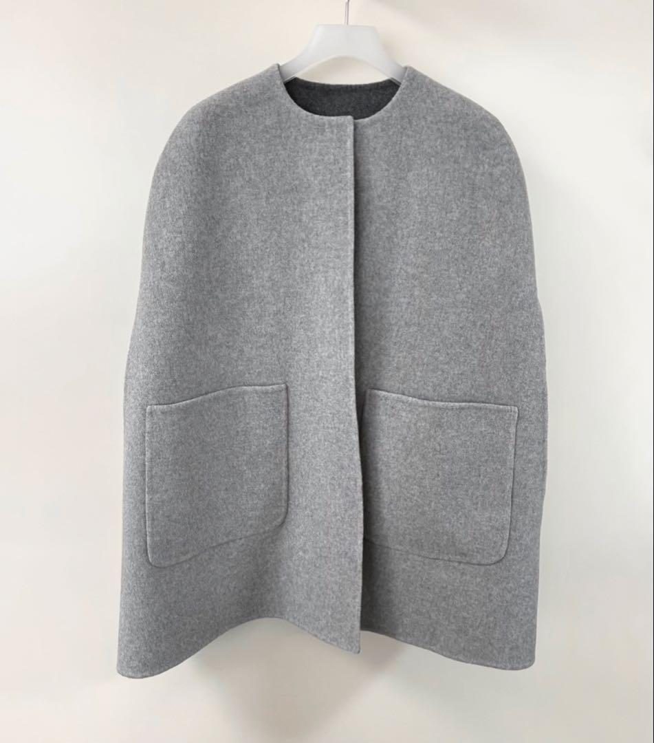 極美品 UNITED ARROWS バイカラー リバー ケープ 36 グレー