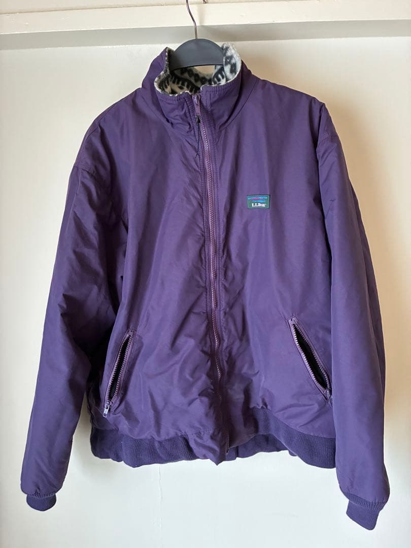 90s L.L.Bean Warm-Up Jacket パープル 総柄フリース