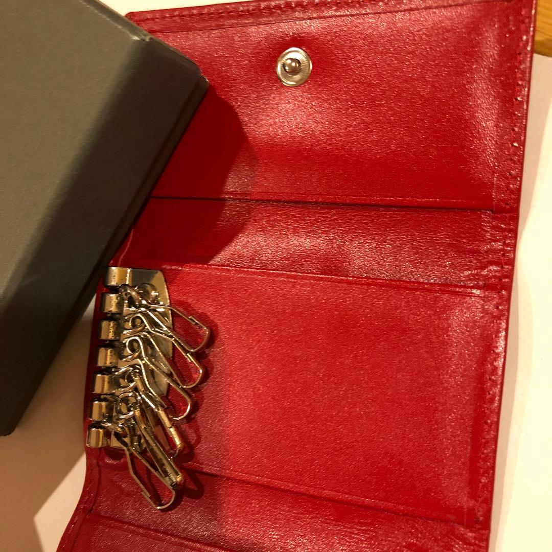 GUCCI GGパターン キーケース グレー/レッド