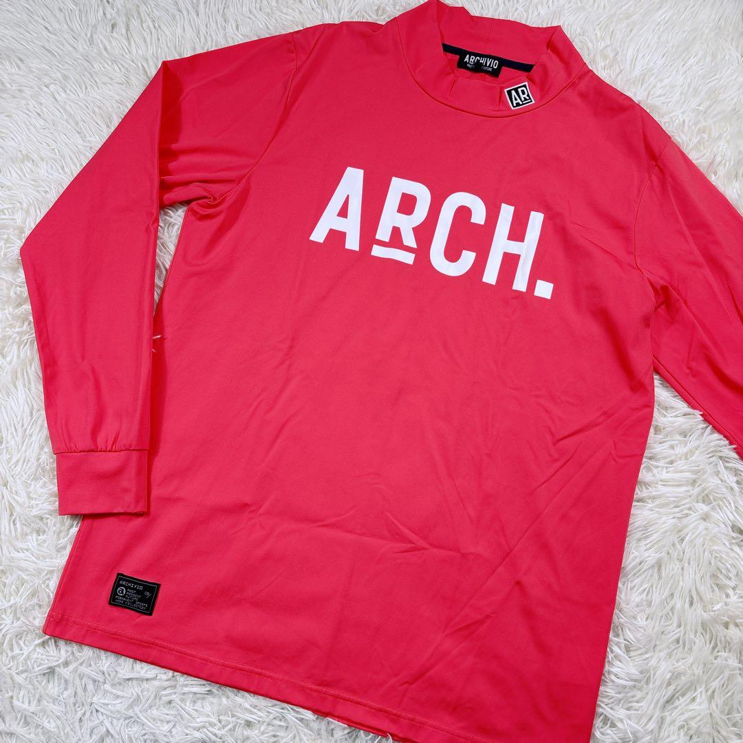 【メンズ50⭐️美品】アルチビオゴルフ　モックネックシャツ　長袖　インナー　ピンク
