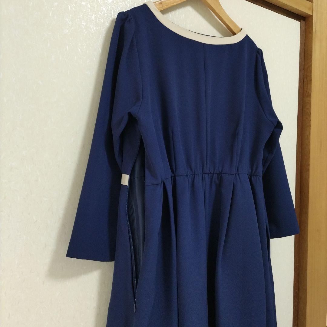 【新品】milkteaシエル・リボン＆トリミングポンチネイビーワンピースM