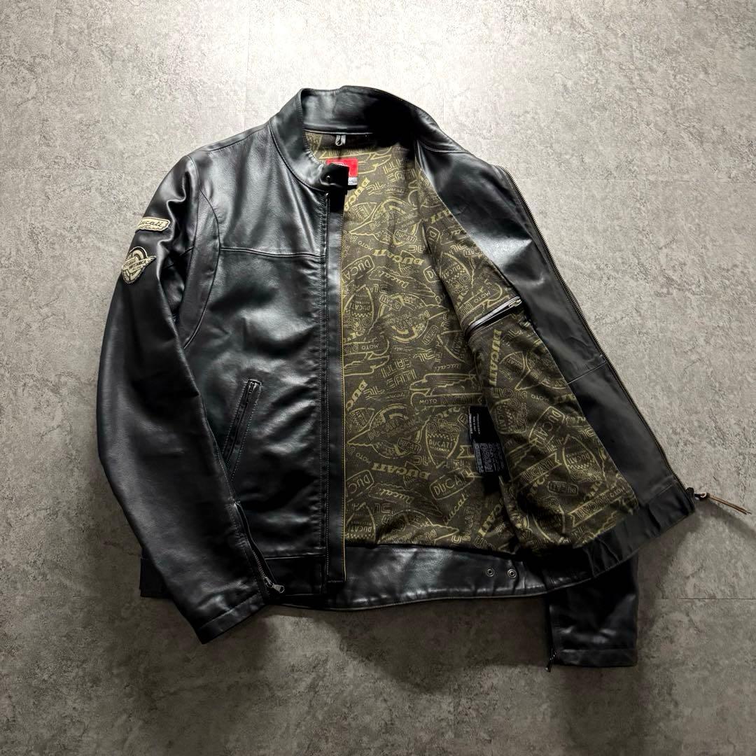 【絶品】Ducati ドゥカティ　L ライダースジャケット　ワッペン　短丈　黒
