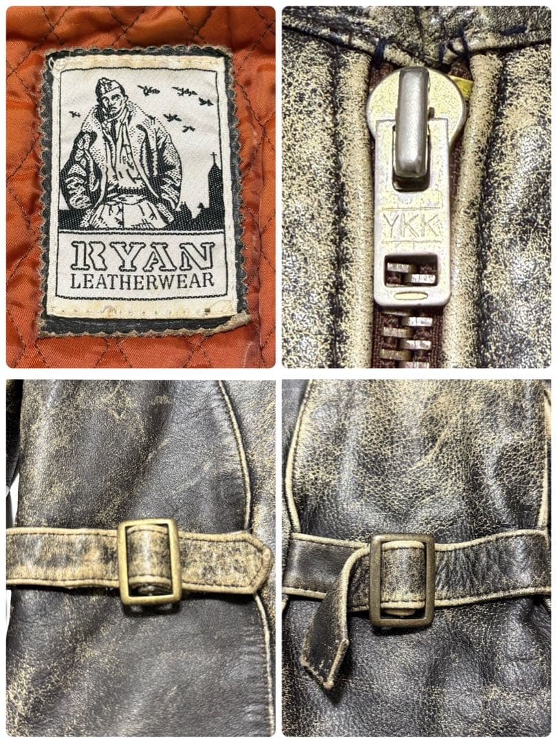 RYAN LEATHERWEAR 本革 牛革レザー ジャケット ヴィンテージ加工