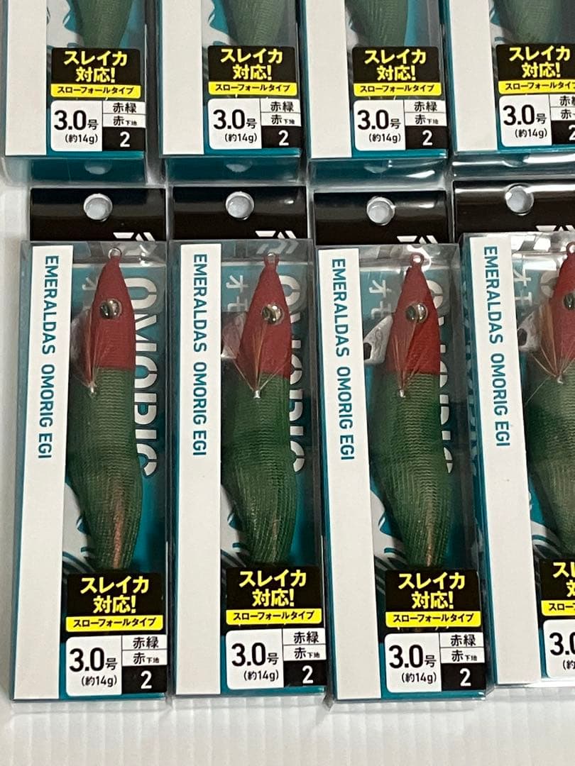 新品 DAIWA エメラルダス オモリグ エギ 3.0号 ベース赤 10本セット