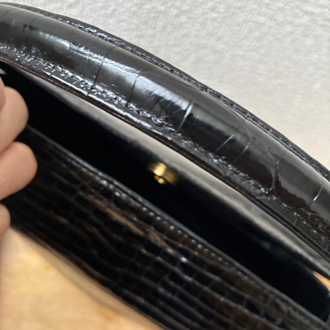 最終価格‼️ ​【JRA認定】本革 ソフトクロコダイル ハンドバッグ ブラック