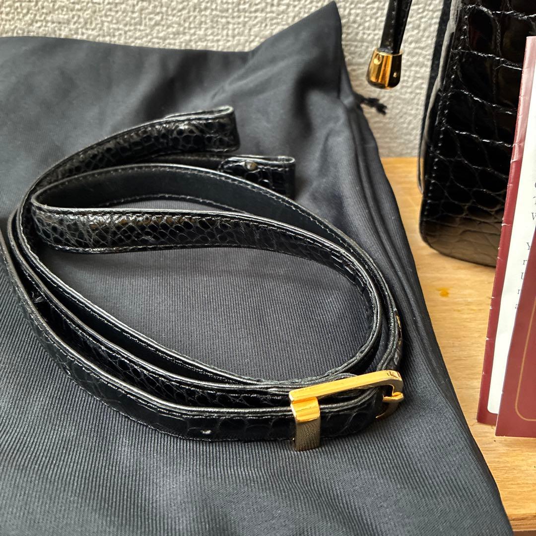 最終価格‼️ ​【JRA認定】本革 ソフトクロコダイル ハンドバッグ ブラック