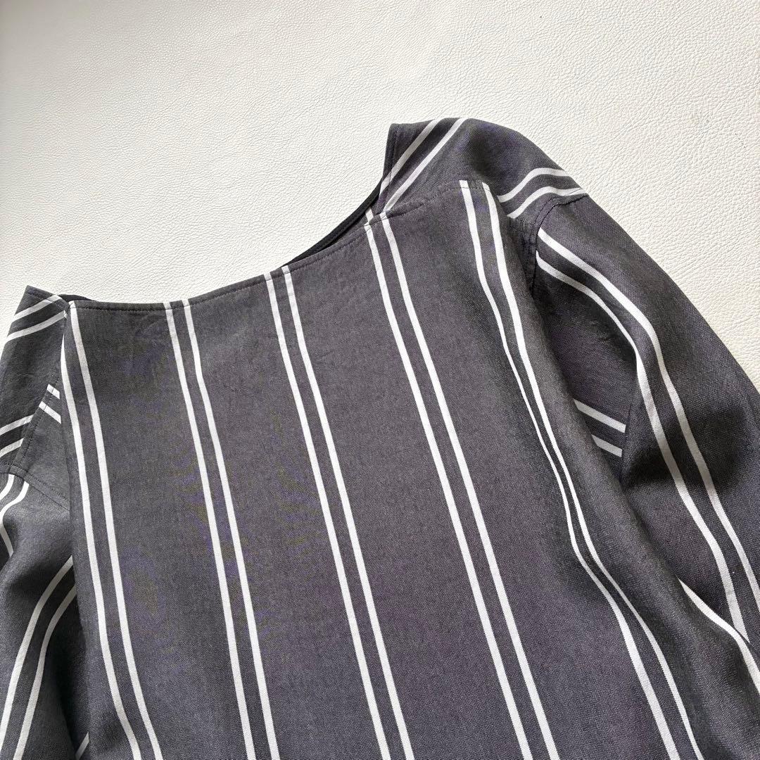 ◆美品◆2.8万◆ギャルリーヴィー◆リヨセルストライプワンピース◆グレー◆36