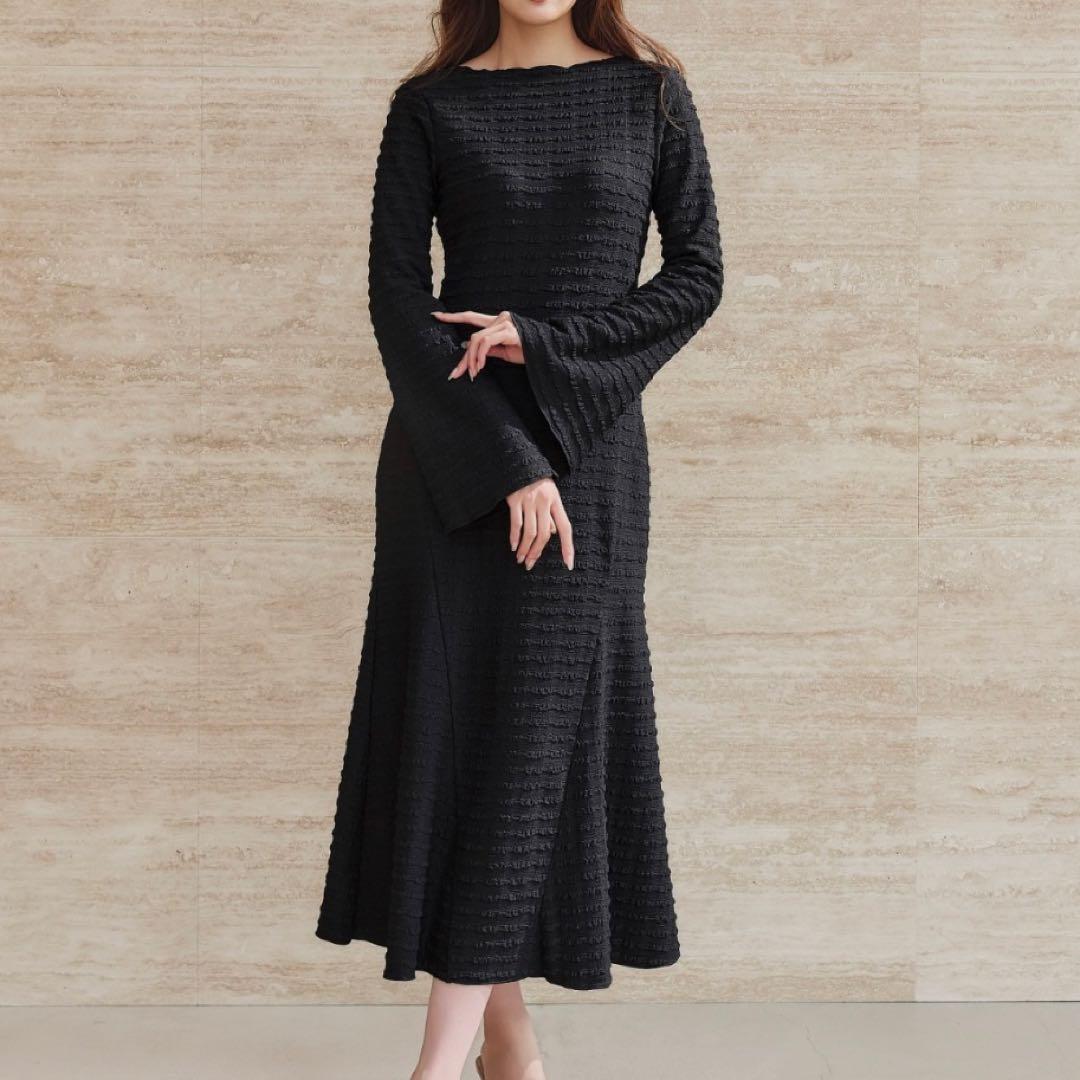 Her lip to　Mermaid Jacquard Dress　黒 M 美品